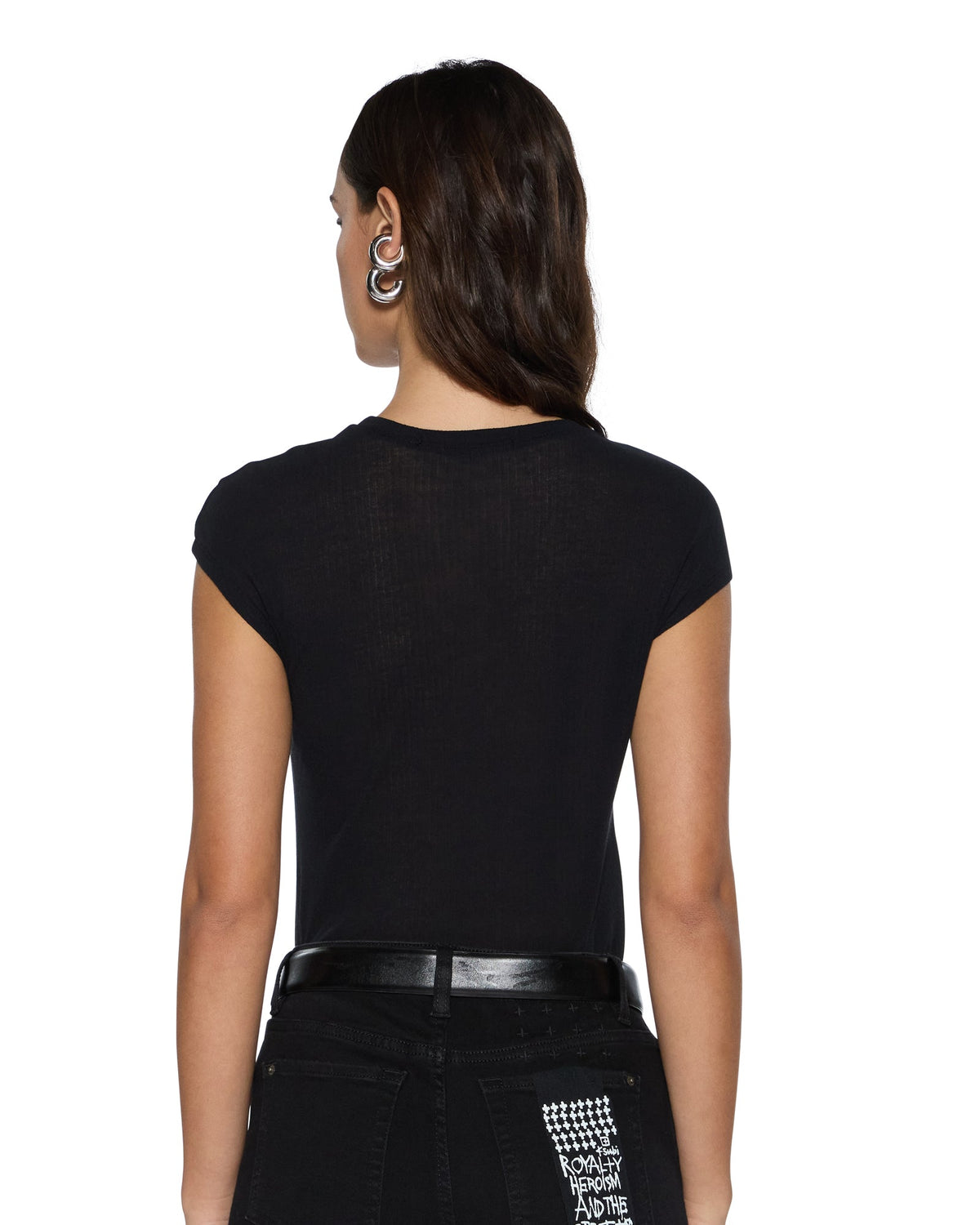 Womens Staple Ss Tee Black Sheer Fitted Tees - Black