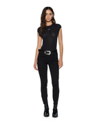 Womens Staple Ss Tee Black Sheer Fitted Tees - Black