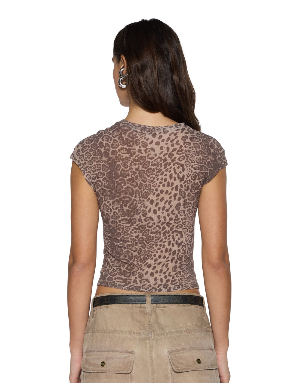 Womens Staple Ss Tee Leopard Fitted Tees - Multi Colour