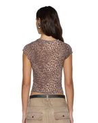 Womens Staple Ss Tee Leopard Fitted Tees - Multi Colour