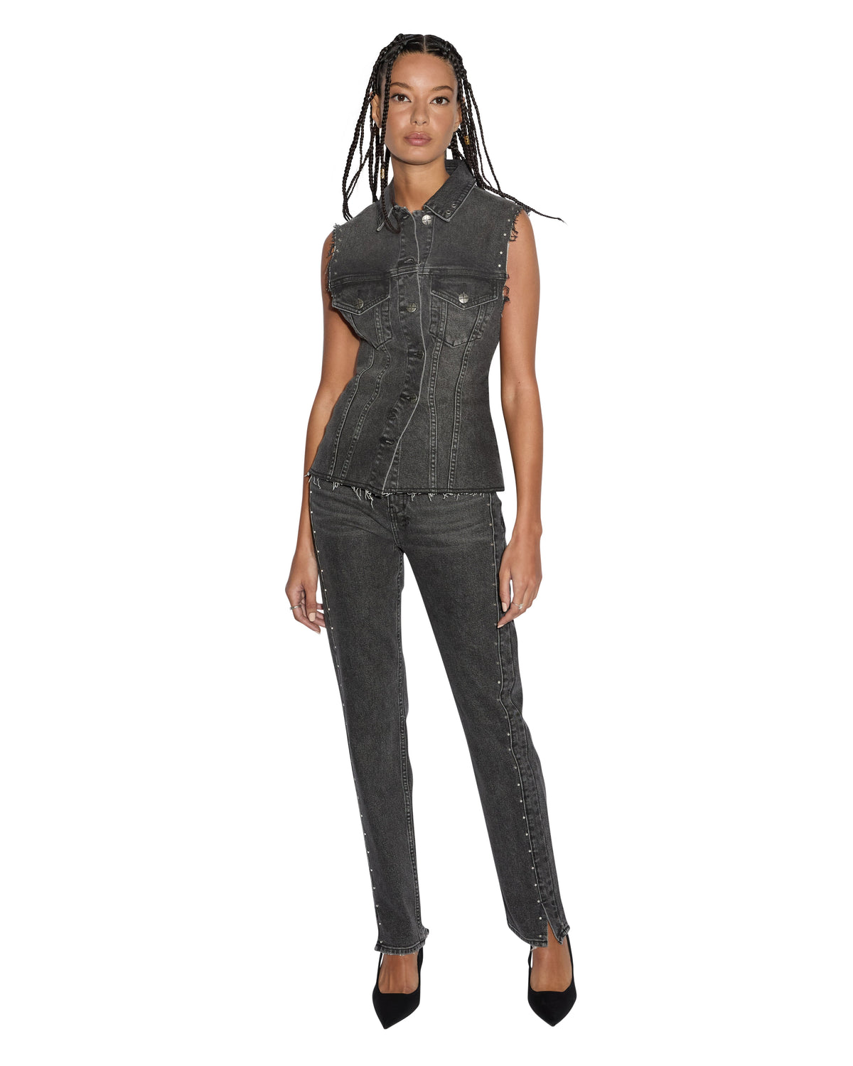 Womens Spark Vest Lovestruck Fitted Fashion Tops - Black