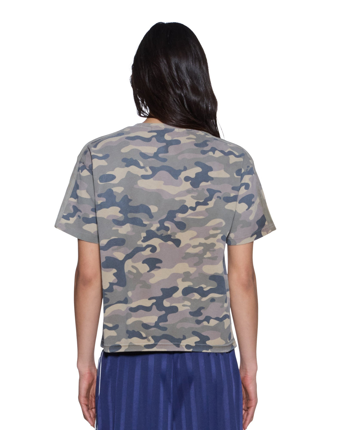 Womens Ruched Everyday Ss Tee Camo Regular Tees - Green