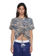 Womens Ruched Everyday Ss Tee Camo Regular Tees - Green