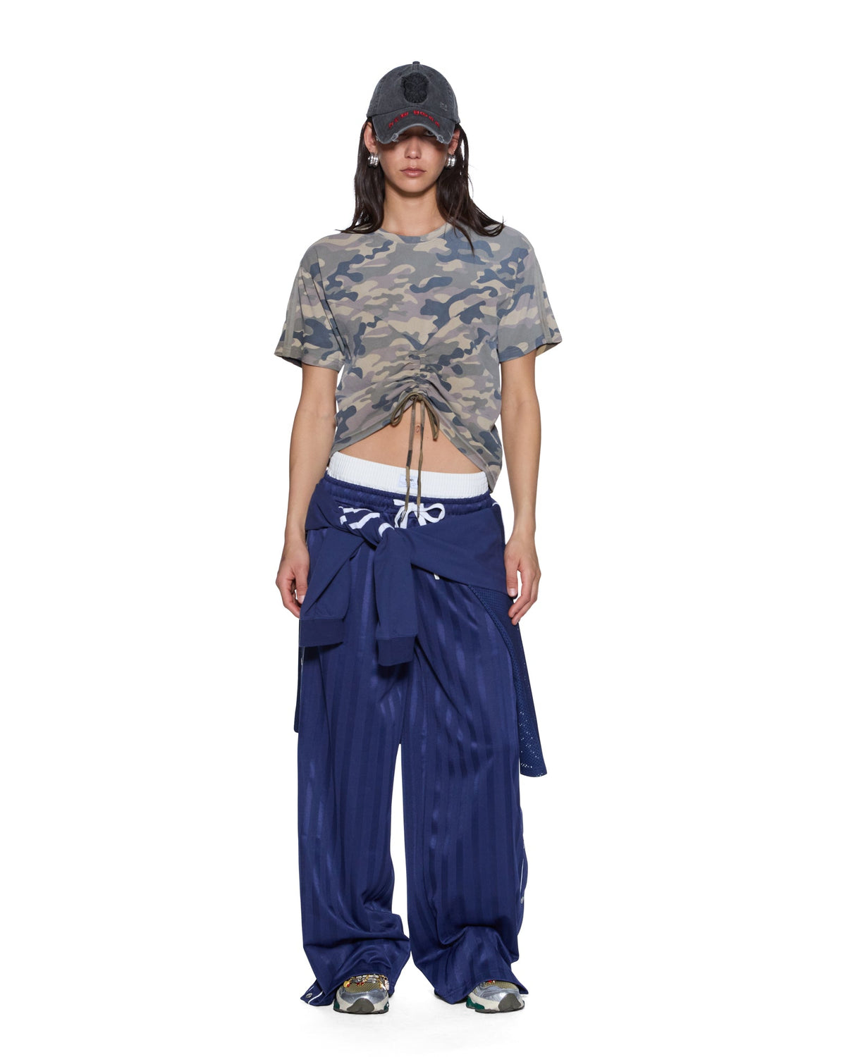 Womens Ruched Everyday Ss Tee Camo Regular Tees - Green