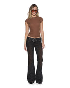 Womens Staple Ss Tee Chocolate Sheer Slim Tees - Brown