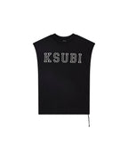 Mens Touchdown Ekcess Cut Off Tank Jet Black Oversized Tees - Black