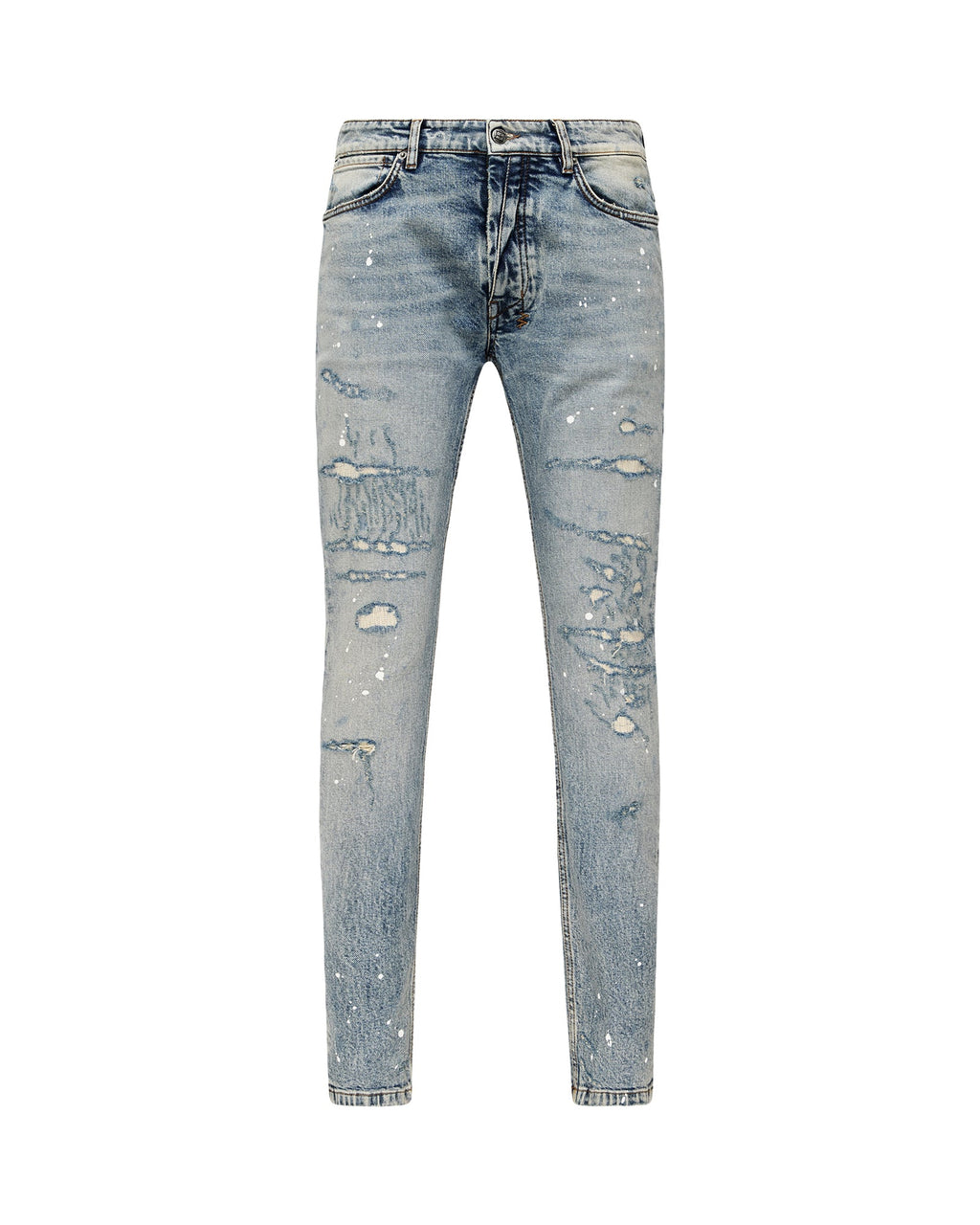 Mens Van Winkle Paint Summer Blue Skinny Denim Jeans - Denim