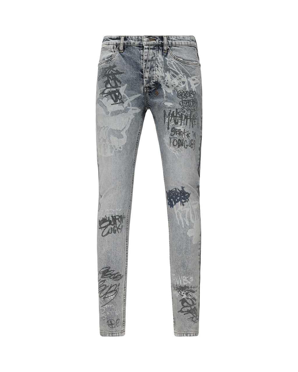 Mens Van Winkle Rogue Blue Graffiti Skinny Denim Jeans - Denim