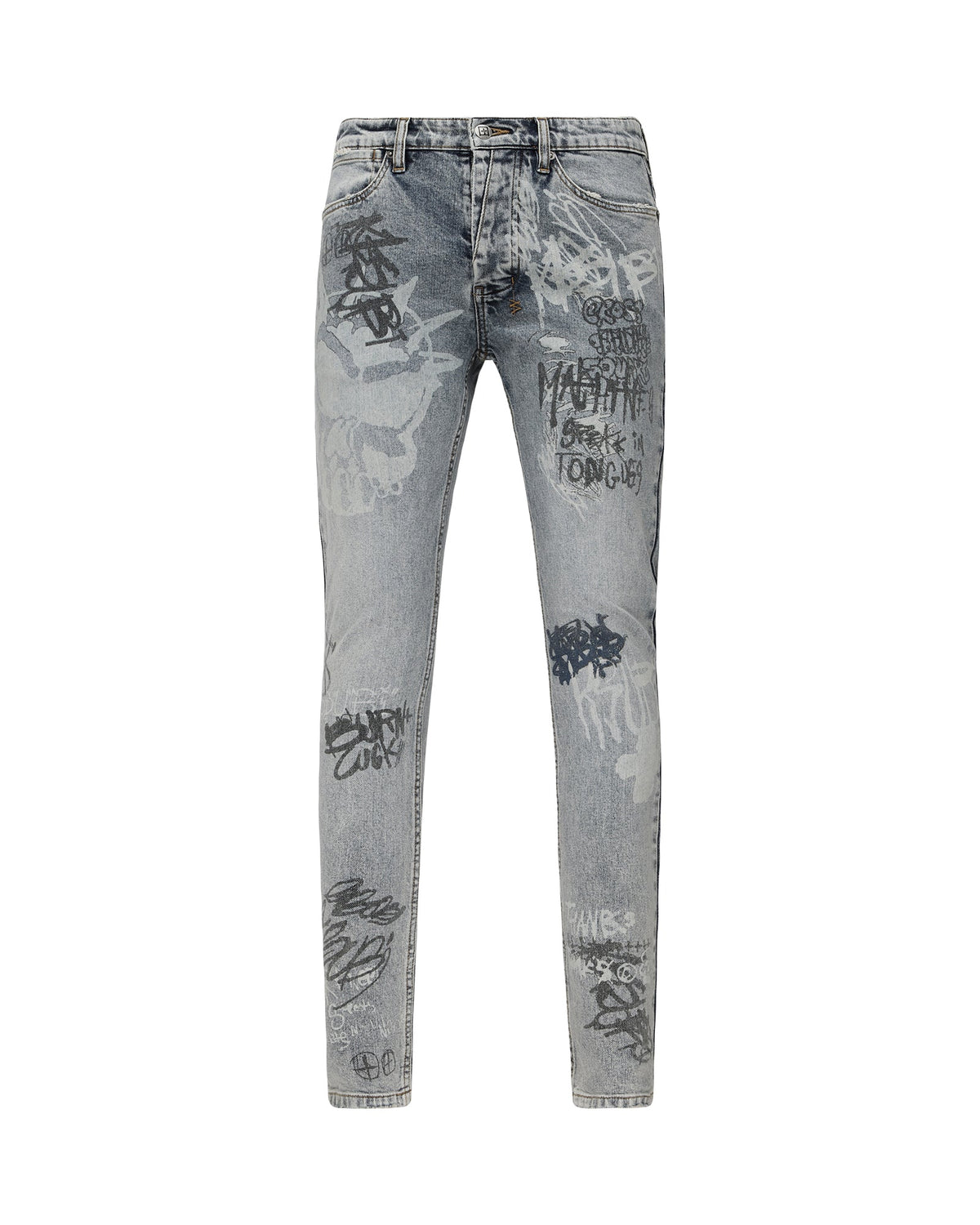Mens Van Winkle Rogue Blue Graffiti Skinny Denim Jeans - Denim