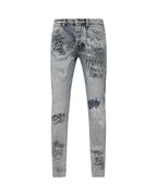 Mens Van Winkle Rogue Blue Graffiti Skinny Denim Jeans - Denim
