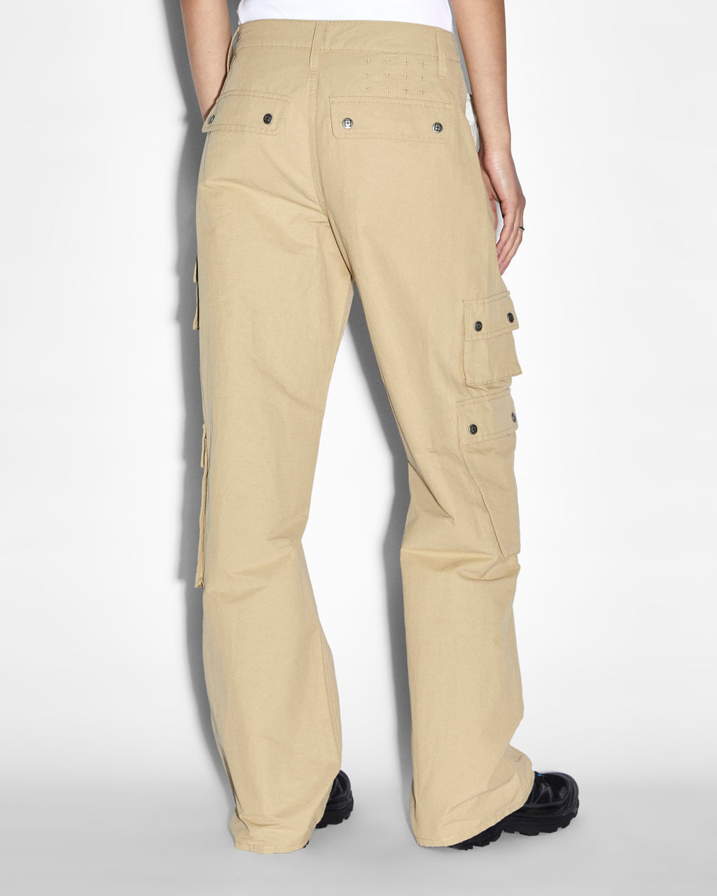 Womens Drill Cargo Khaki Relaxed Pants - Khaki