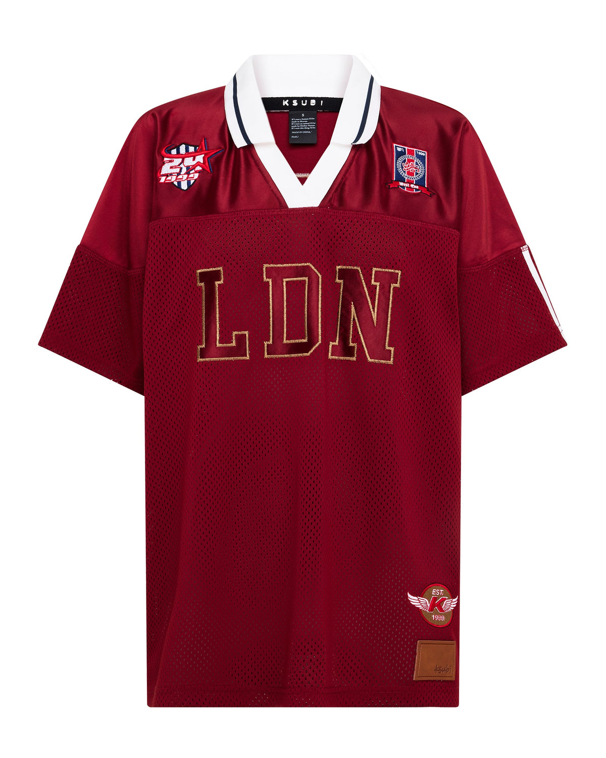 Womens Ldn Boyfriend Ss Jersey Garnet Relaxed Fashion Tops - Burgundy