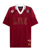 Womens Ldn Boyfriend Ss Jersey Garnet Relaxed Fashion Tops - Burgundy