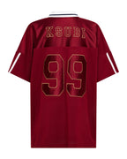 Womens Ldn Boyfriend Ss Jersey Garnet Relaxed Fashion Tops - Burgundy