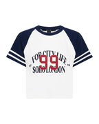 Womens Raglan Boxy Ss Tee Vintage White/navy Relaxed Tees - White