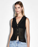 Womens Divide Knit Vest Black Relaxed Knitwear - Black