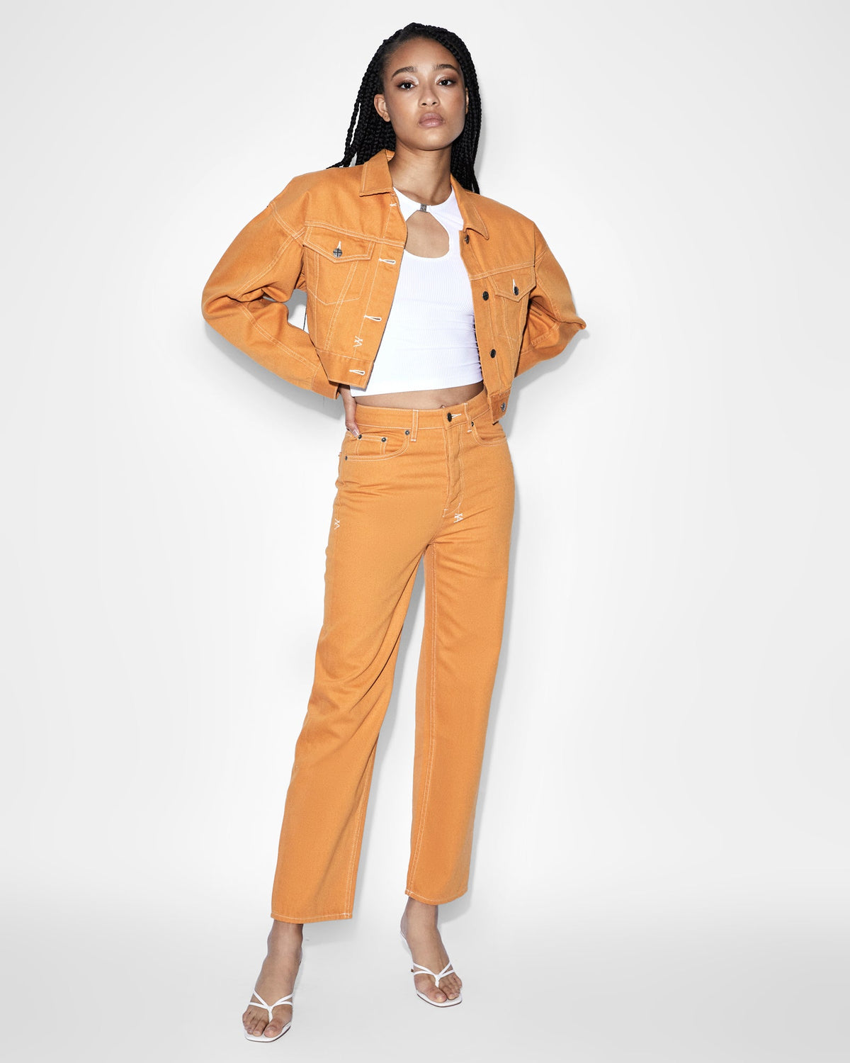 Womens Brooklyn Jean Flame Straight Denim Jeans - Orange