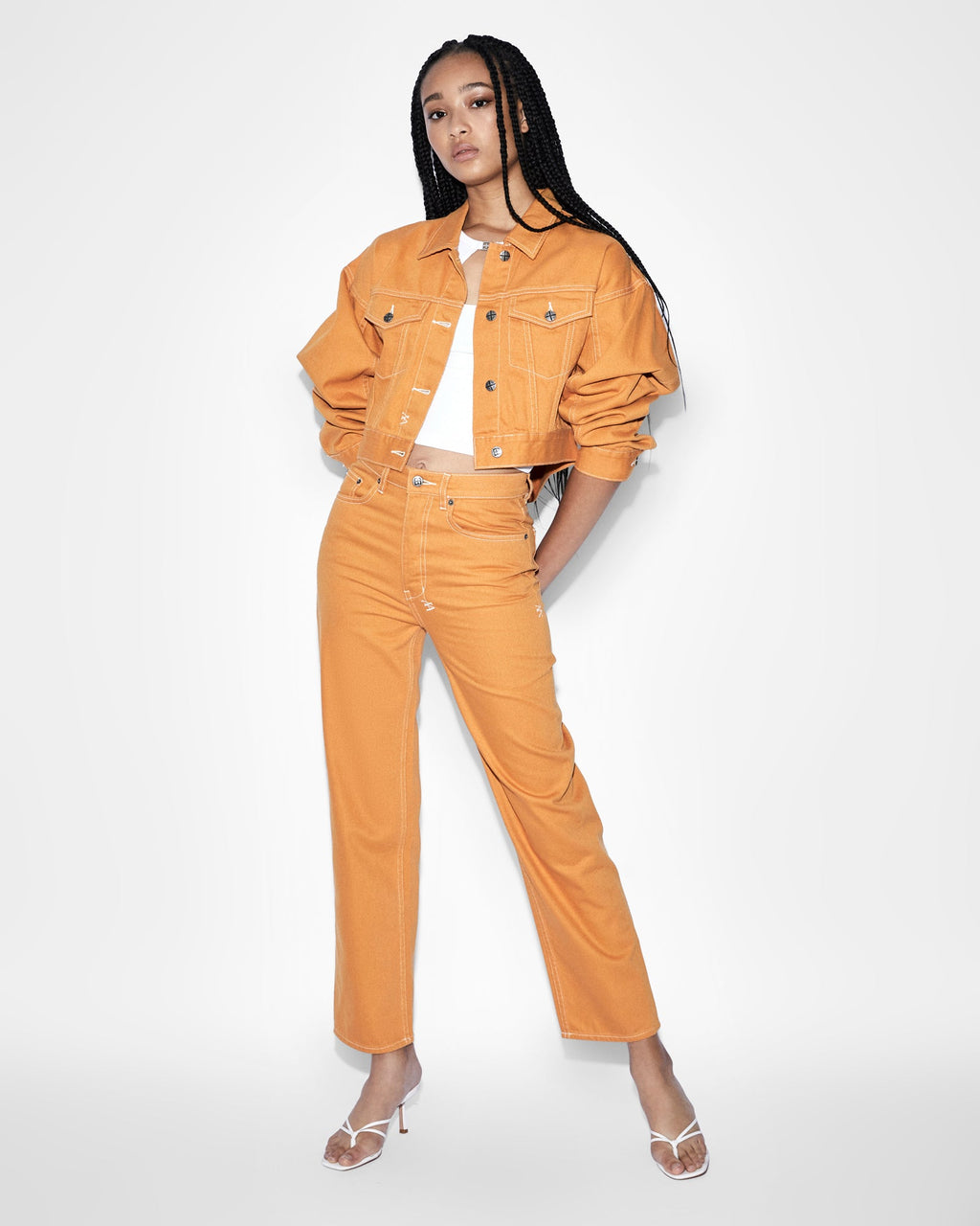 Womens Brooklyn Jean Flame Straight Denim Jeans - Orange