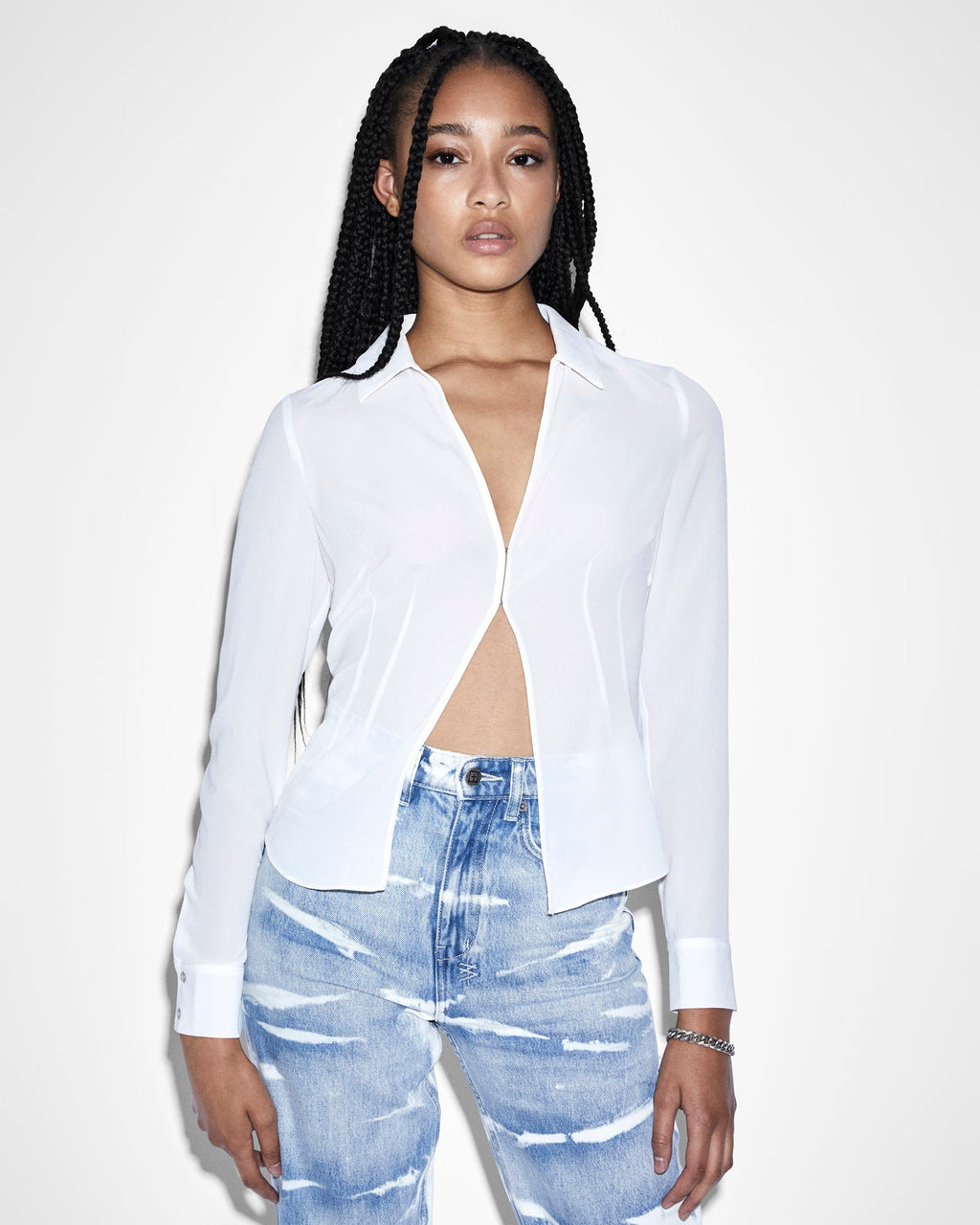 Womens Charmed Shirt White Fitted Shirts - White