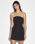 Womens London Bustier Dress Pinstripe Fitted Dresses - Black
