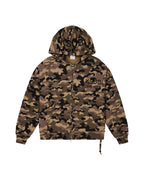 Mens Zip Thru Halen Hoodie Camo Baggy Fleece - Green