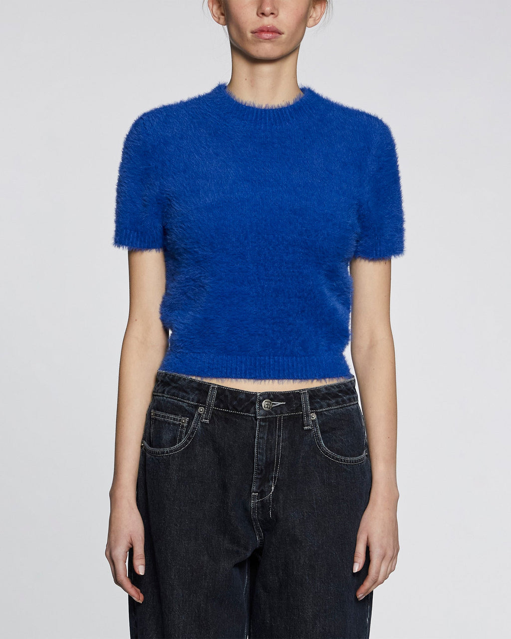 Womens Cyber Ss Knit Top Cobalt Regular Knitwear - Blue