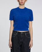 Womens Cyber Ss Knit Top Cobalt Regular Knitwear - Blue