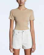 Womens Arise Ss Tee Tan Fitted Tees - Tan