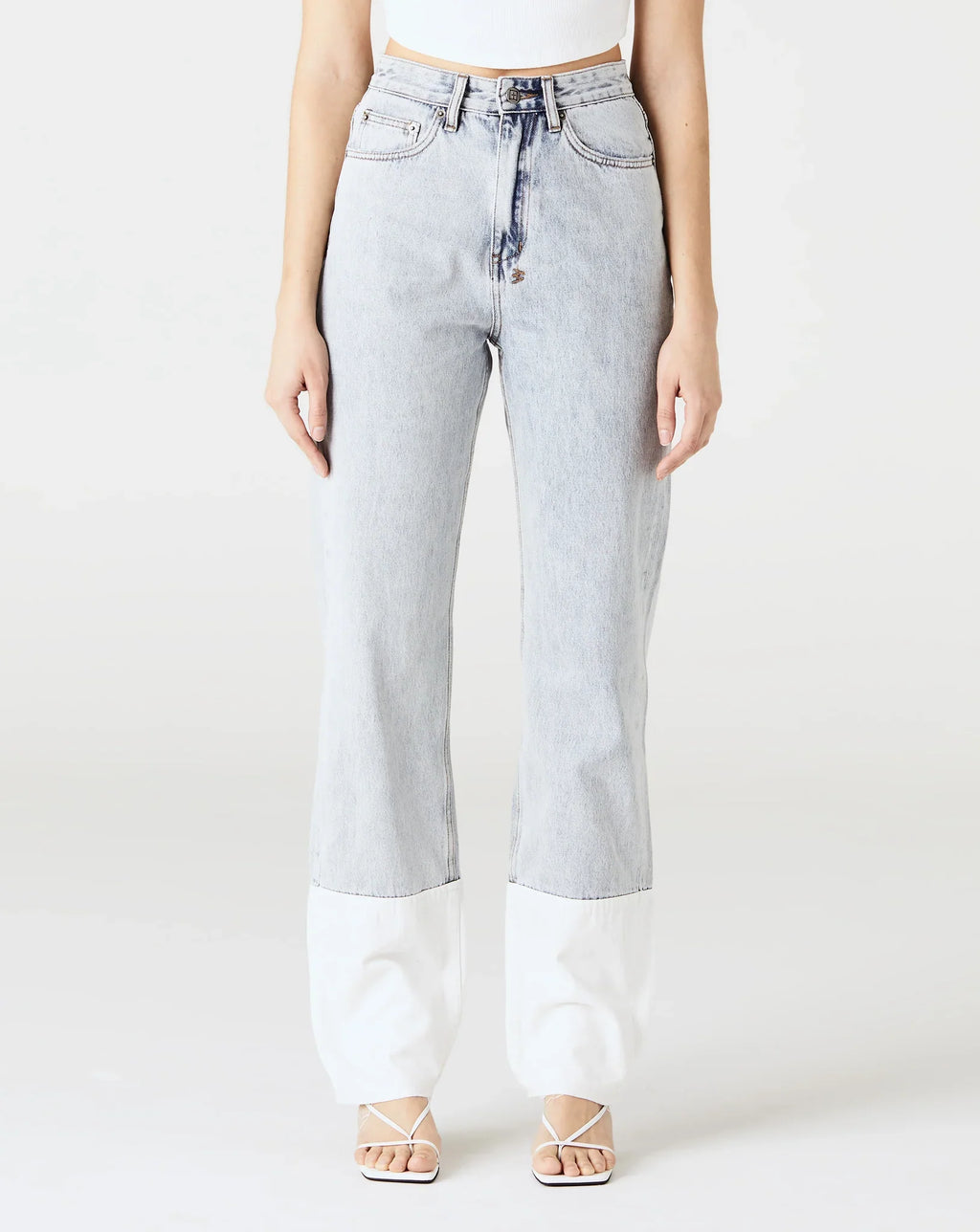 Womens Playback Muse Cuffed Straight Denim Jeans - Denim