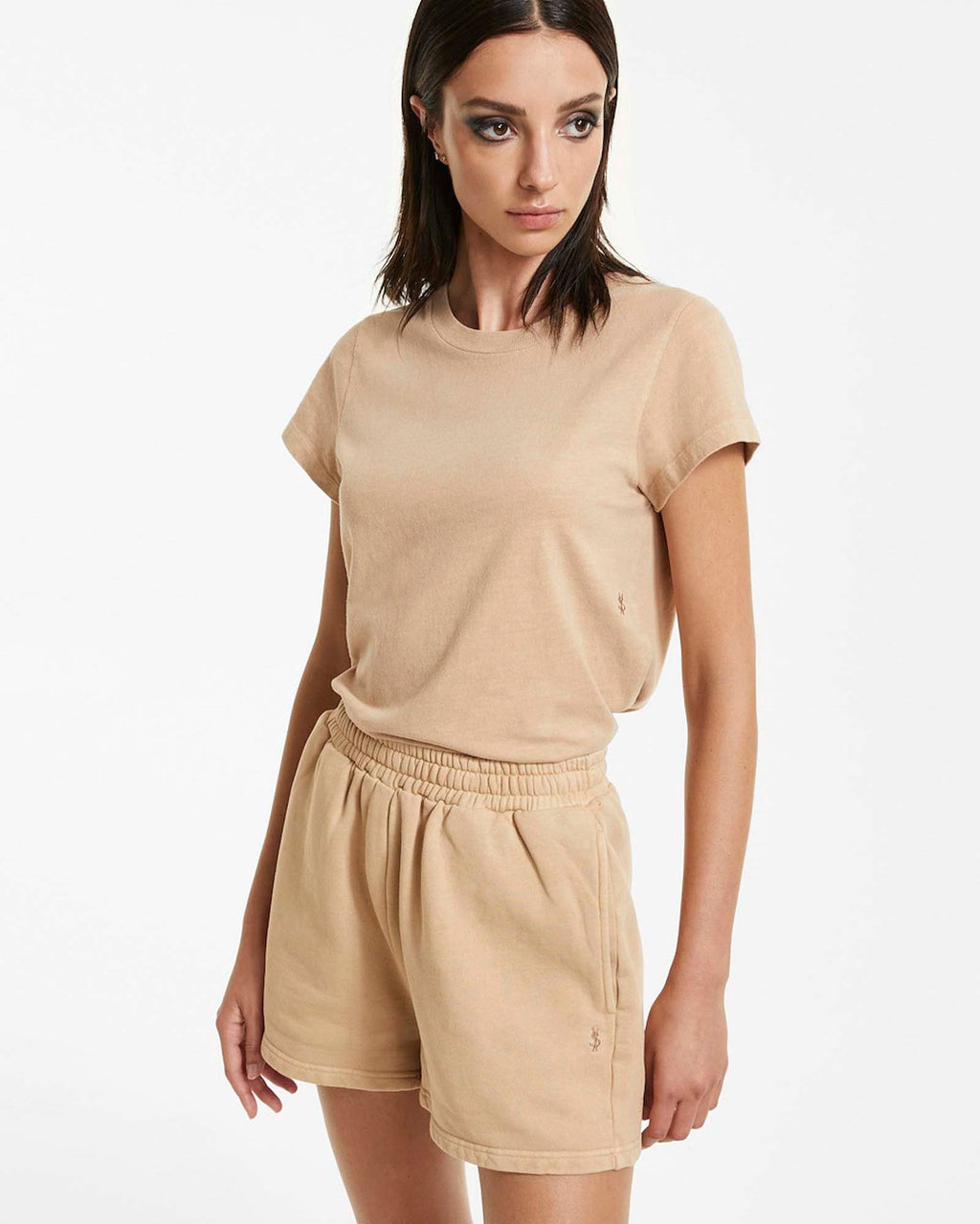 Womens 3 X 4 Mini Ss Tee Latte Fitted Tees - Tan