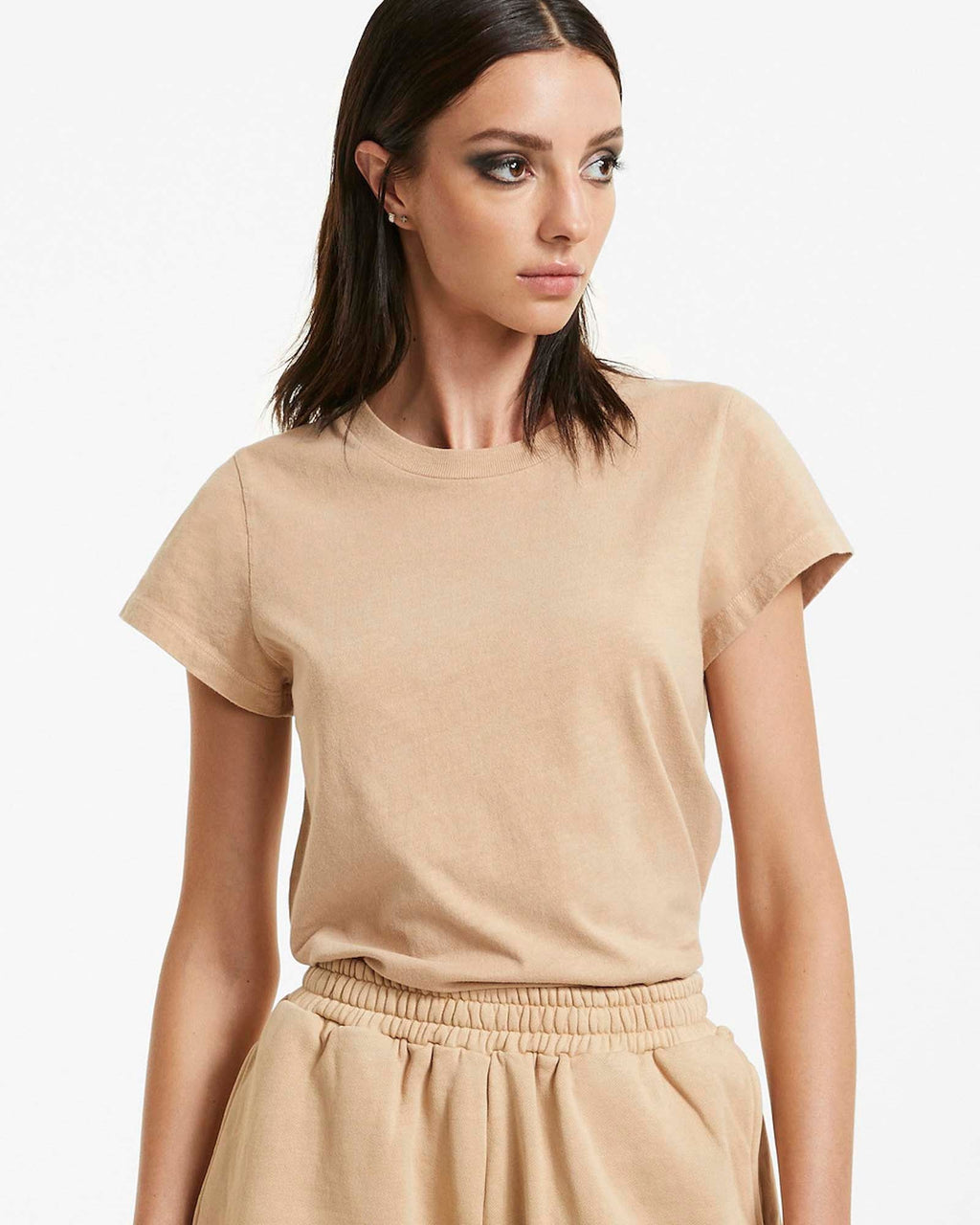 Womens 3 X 4 Mini Ss Tee Latte Fitted Tees - Tan