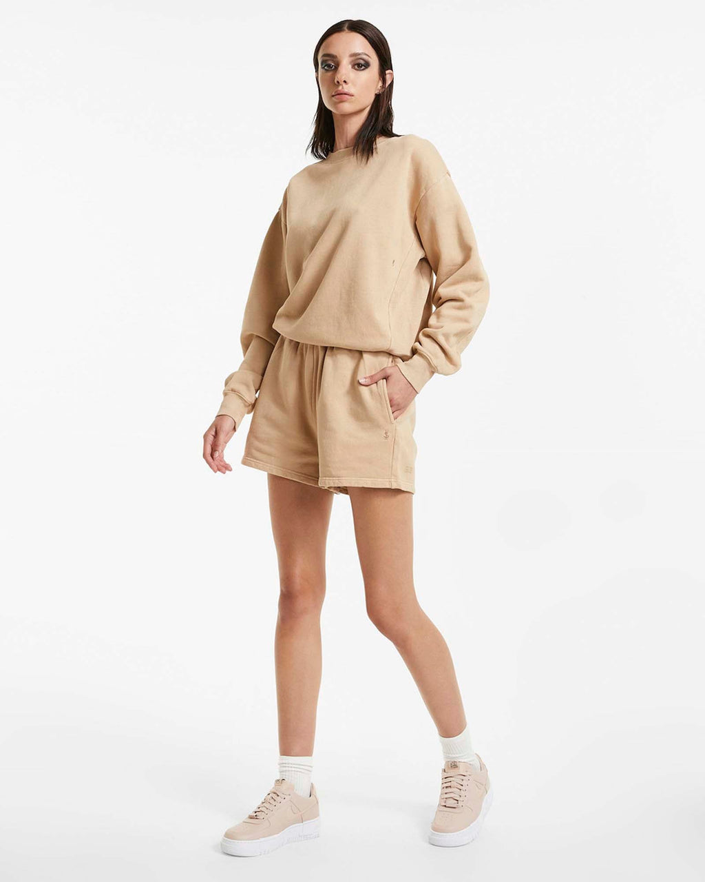 Womens 3 X 4 Klassic Crew Latte Regular Fleece - Tan