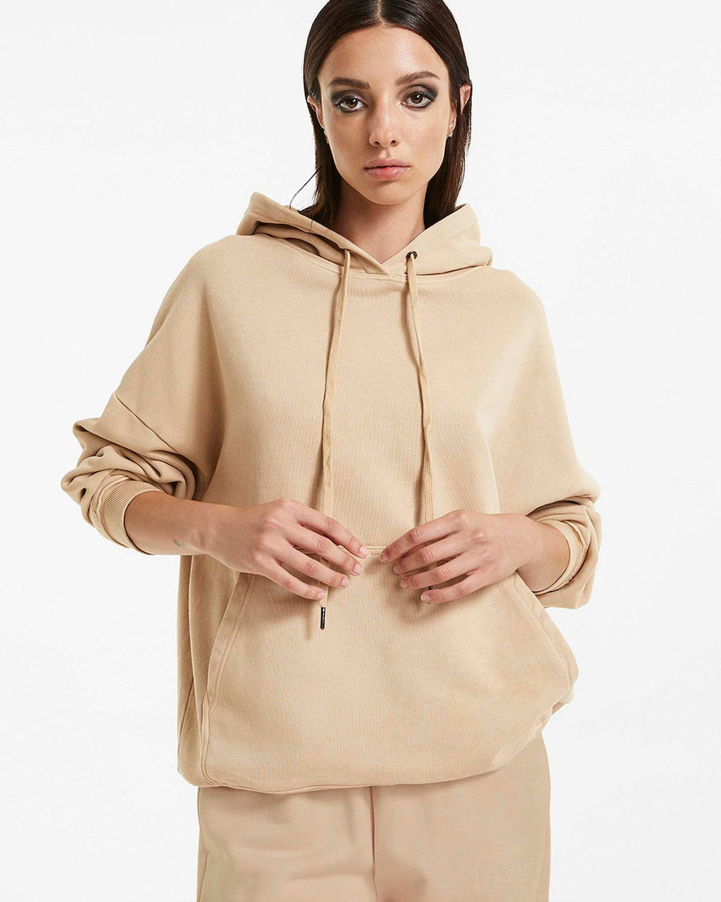 Womens 3 X 4 Oh G Hoodie Latte Oversized Fleece - Tan