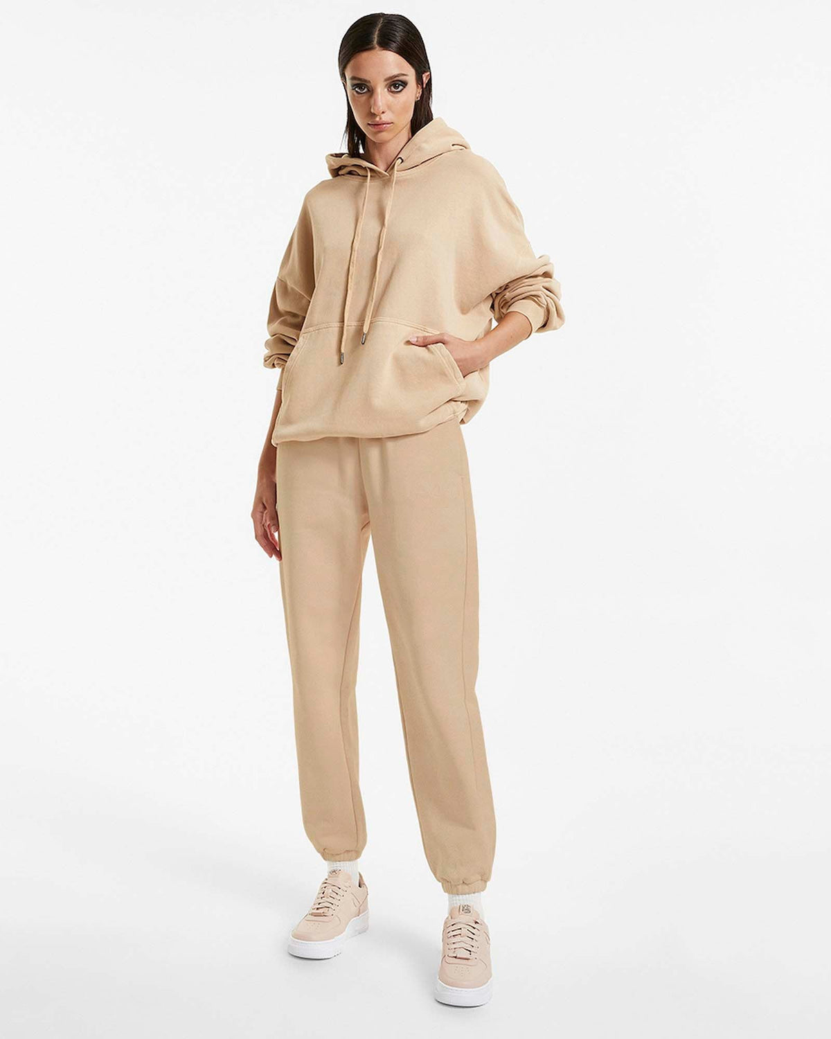 Womens 3 X 4 Oh G Hoodie Latte Oversized Fleece - Tan