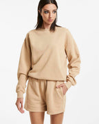 Womens 3 X 4 Klassic Crew Latte Regular Fleece - Tan