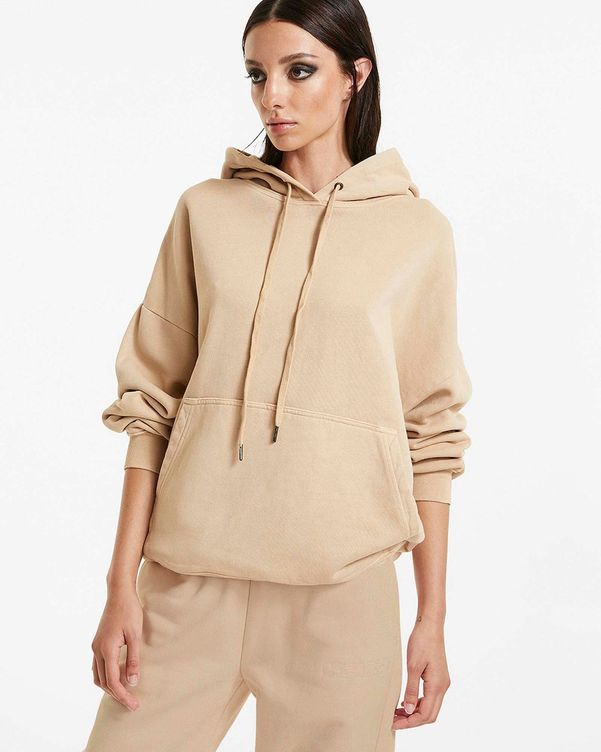Womens 3 X 4 Oh G Hoodie Latte Oversized Fleece - Tan